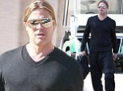 Brad Pitt heads to the studio after supporting fiance Angelina Jolie through double mastectomy ordeal